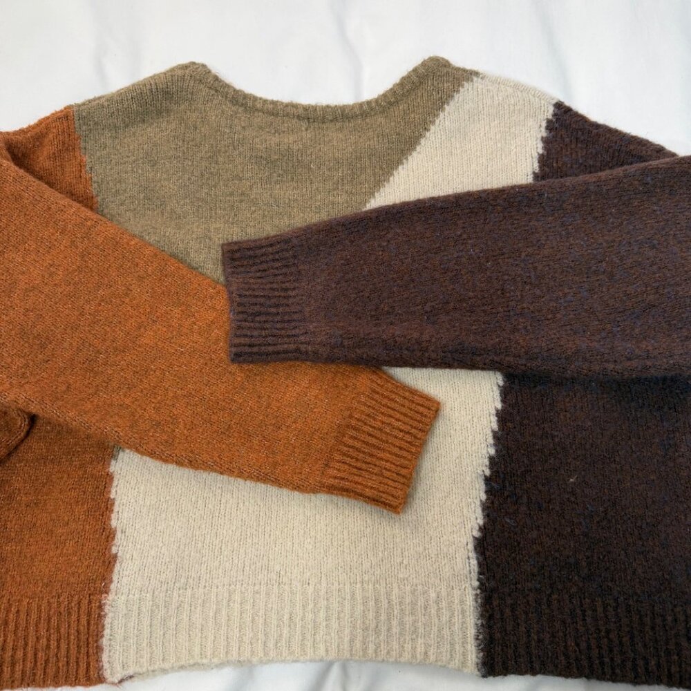 Earthbound Trading Co Oversized Colorblock Sweater XL | Boho Chunky Knit Boxy - Picture 7 of 11